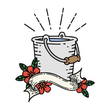 Dövme stili bir kova suyla parşömen afişi