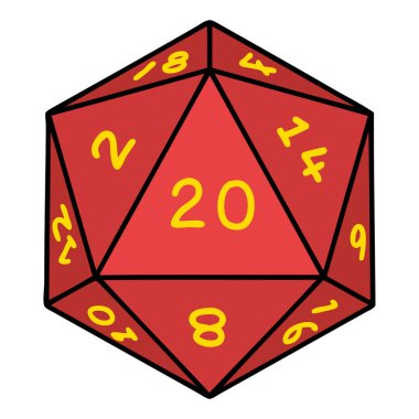 Retro Dövme Biçimi Doğal 20 D20 zar atma