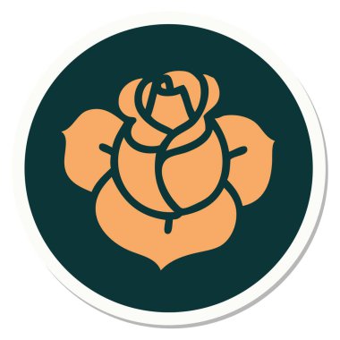 Geleneksel bir çiçek stiliyle dövme çıkartması