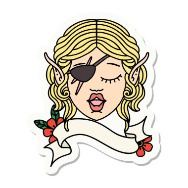 Cüce karakter suratlı bir elf çıkartması