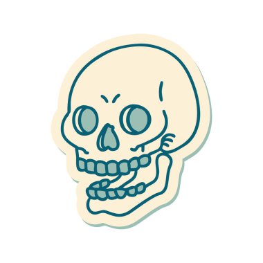 Geleneksel bir kafatası stili dövme çıkartması