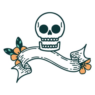 Kafatası dövmeli geleneksel dövme