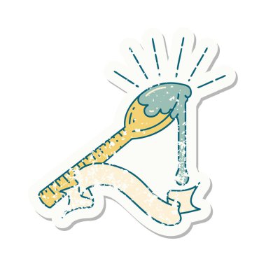 Bir kaşık bal dövmesi stili eski bir etiket