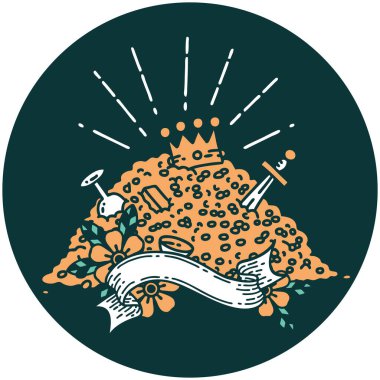 Dövme stili altın yığını ikonu