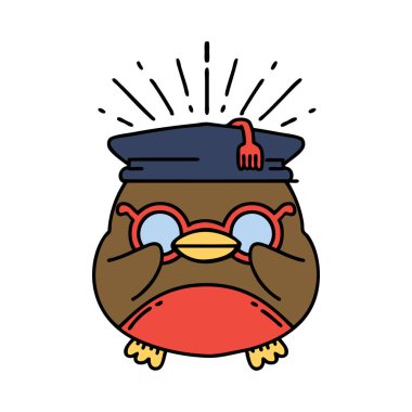 Geleneksel dövme stili eğitimli Robin 'in çizimi