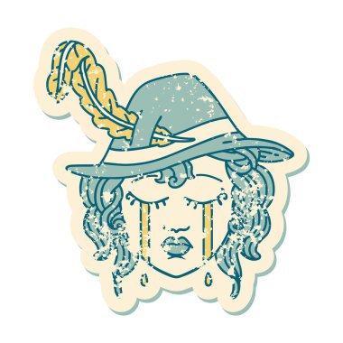 Ağlayan bir insan ozanın grunge çıkartması.