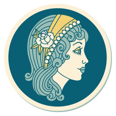 Çingene kafasının geleneksel stiliyle dövme çıkartması.