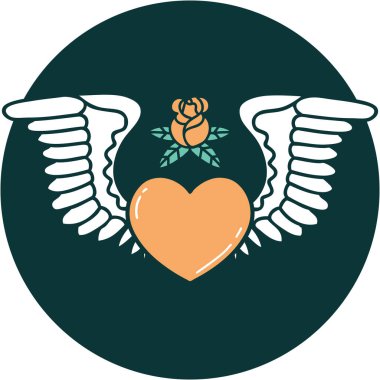 Kanatlı bir kalbin ikonik dövme görüntüsü