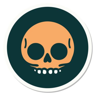 Geleneksel bir kafatası stili dövme çıkartması