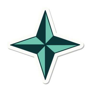 Bir yıldız sembolünün geleneksel stiliyle dövme etiketi