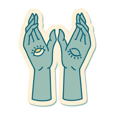 Geleneksel mistik eller stiliyle dövme çıkartması