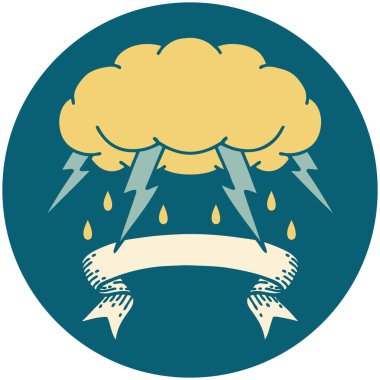 Fırtına bulutu pankartıyla dövme biçimi simgesi