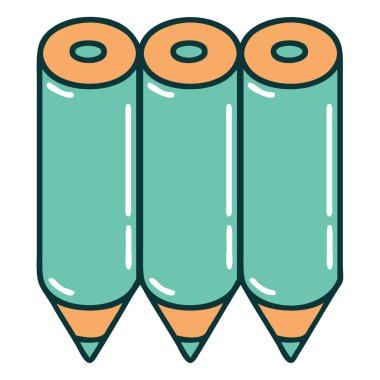 Renkli kalemlerin ikonik dövme şekli