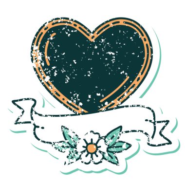 ikonik sıkıntılı çıkartma dövme stili bir kalp ve bayrak