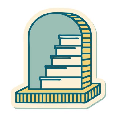 Mezar taşının geleneksel stiliyle dövme çıkartması.