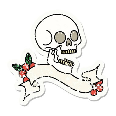 Eski bir çıkartma ve kafatası sancağıyla