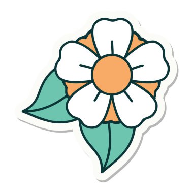 Geleneksel bir çiçek stiliyle dövme çıkartması