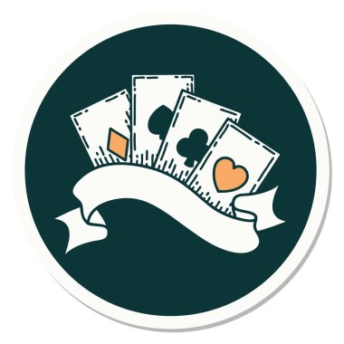 Geleneksel kart ve pankart stili dövme etiketi