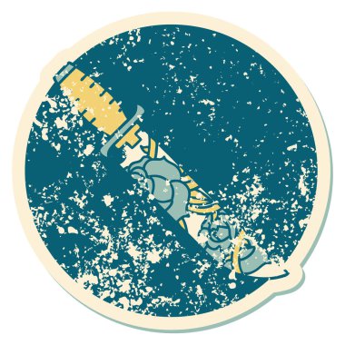 Hançer ve çiçeğin sembolik dövmeli görüntüsü