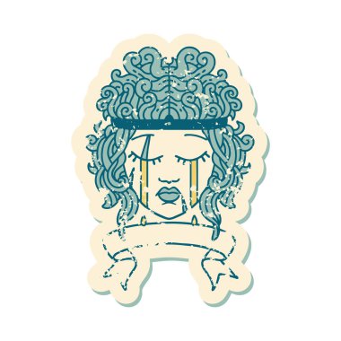 Retro Dövme Tarzı Ağlayan Sancaklı Barbar İnsan