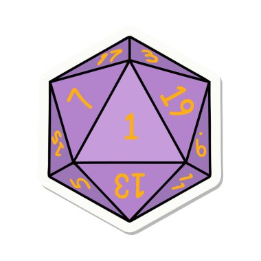 Doğal 1 D20 zar atma etiketi