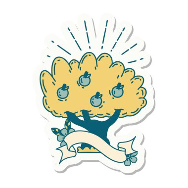 Dövme stili elma ağacı çıkartması.