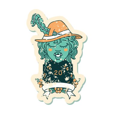 Retro Dövme Biçimi Doğal 20 zarlı yarım ork ozanı