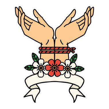 Elleri bağlı geleneksel dövme