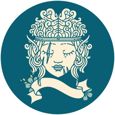 Retro Dövme Tarzı Elf barbar karakter yüzü