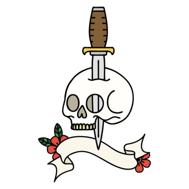 Kafatası dövmeli geleneksel dövme