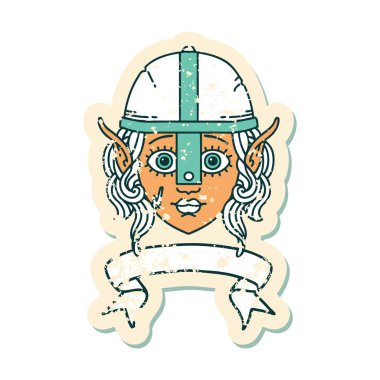 Retro Dövme Tarzı Elf savaşçı karakter yüzü