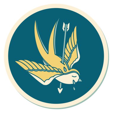 Okun deldiği bir kırlangıç dövmesi.