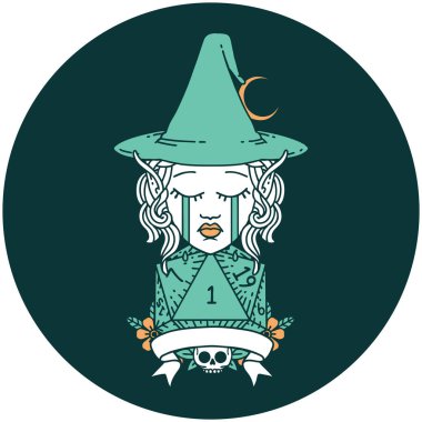 Ağlayan elf büyücüsü karakteri, doğal bir zarla.