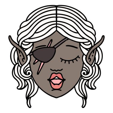 Retro Dövme Tarzı Elf düzenbaz karakter yüzü