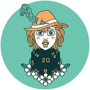 Doğal 20 zarlı insan ozan ikonu