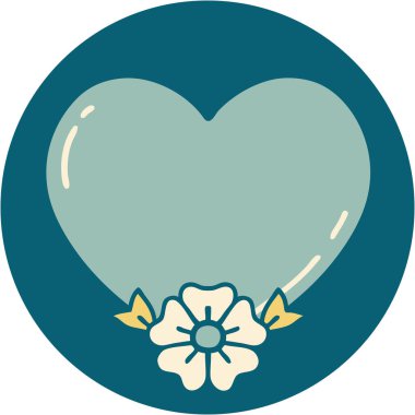 Bir kalp ve çiçeğin ikonik dövme şekli