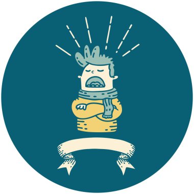 Eşarp takan dövme stili bir adamın simgesi