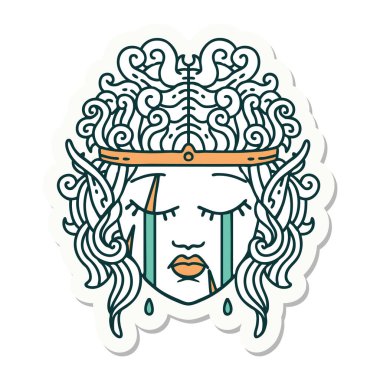 Ağlayan bir elf barbar yüz çıkartması.