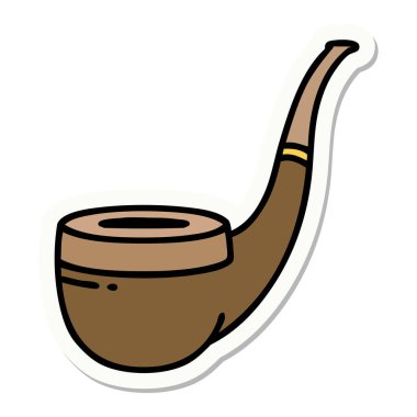 Geleneksel sigara piposu stiliyle dövme çıkartması.