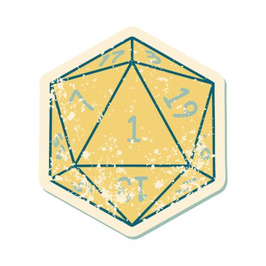 Retro Dövme Biçimi Doğal 1D20 zar atma