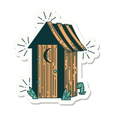 Dövme stili açık hava tuvaletinin çıkartması.