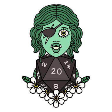 Retro Dövme Biçimi Doğal yirmilik zarla yarım ork düzenbazlığı