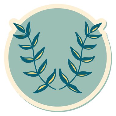 Geleneksel defne stili dövme çıkartması