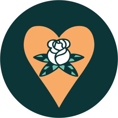 Bir kalp ve çiçeğin ikonik dövme görüntüsü