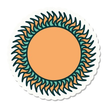 Dövme çıkartması geleneksel güneş stilinde.