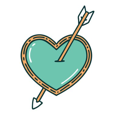 ok ve kalbin ikonik dövme görüntüsü