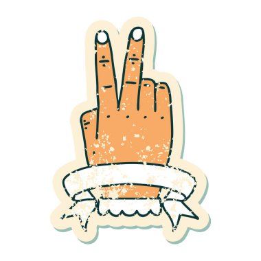 Zaferin grunge sticker 'ı bayrak ile el hareketi