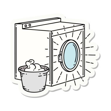 Dövme stili çamaşır makinesi çıkartması.