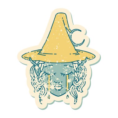 Retro Dövme Biçimi ağlayan elf büyücüsü karakter yüzü