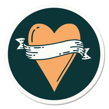 Geleneksel kalp ve bayrak stiliyle dövme çıkartması